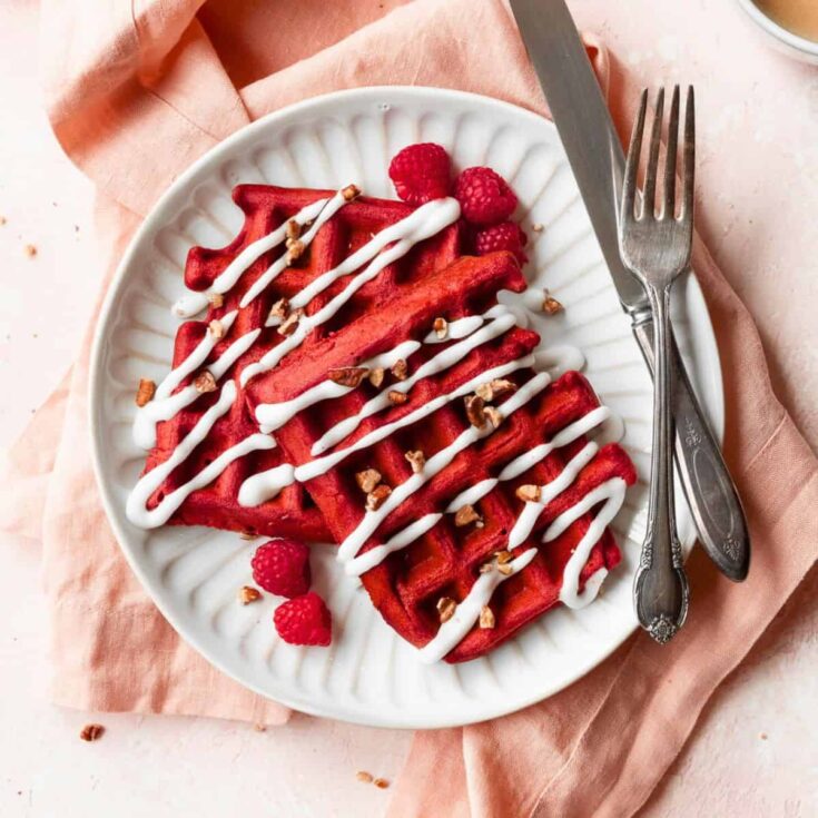 Red velvet waffles made after reading these Wonderful waffle recipes