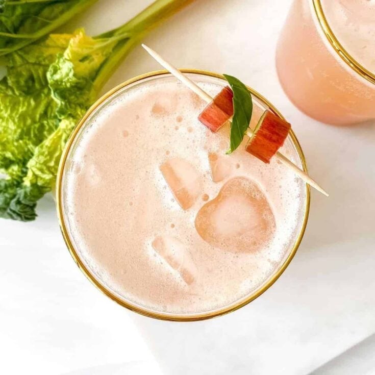 Rhubarb mocktail made after reading these non-alcoholic pink drinks for Valentine's Day