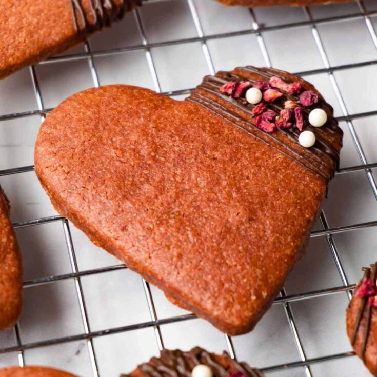 A heart shaped Valentine chocolate cookie