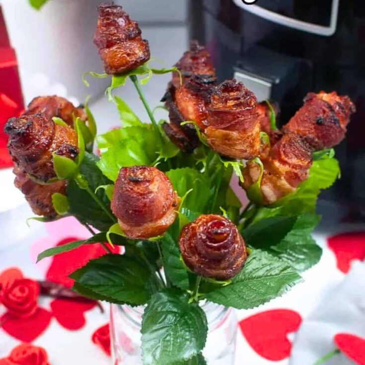 Bacon roses in the air fryer made after reading these Valentines appetizers