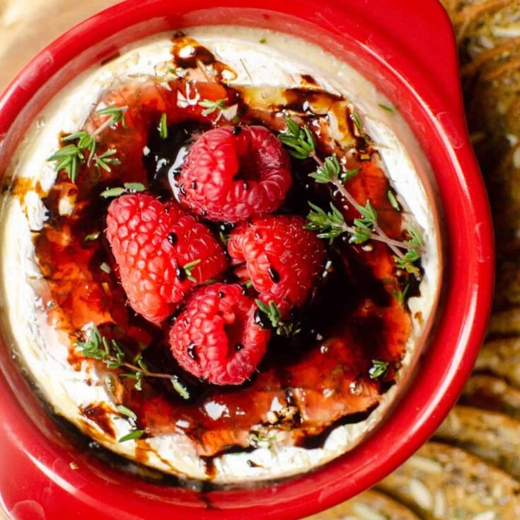 Baked brie with jam made after reading these Valentines appetizers