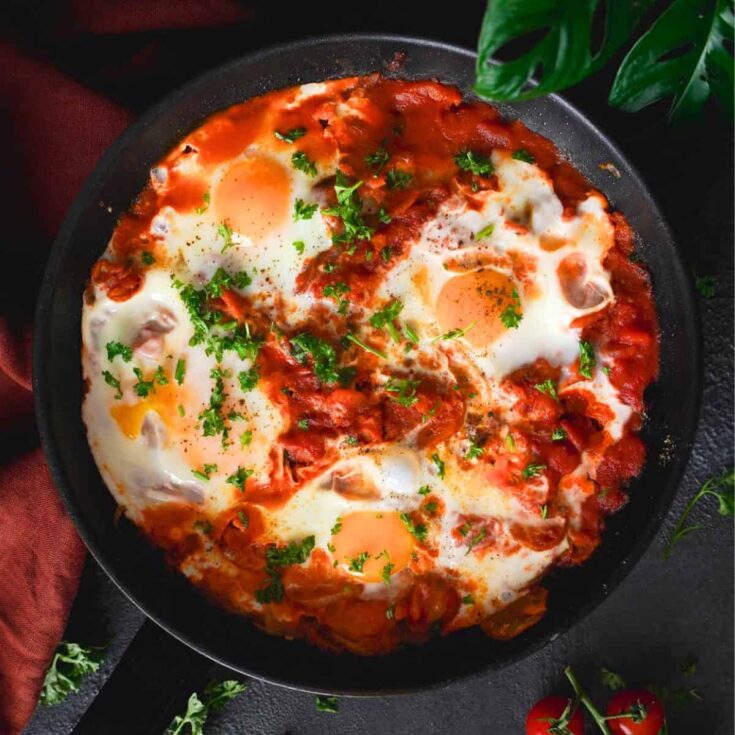 Breakfast skillet with sweet potatoes in a pan, made after reading these Christmas breakfast ideas