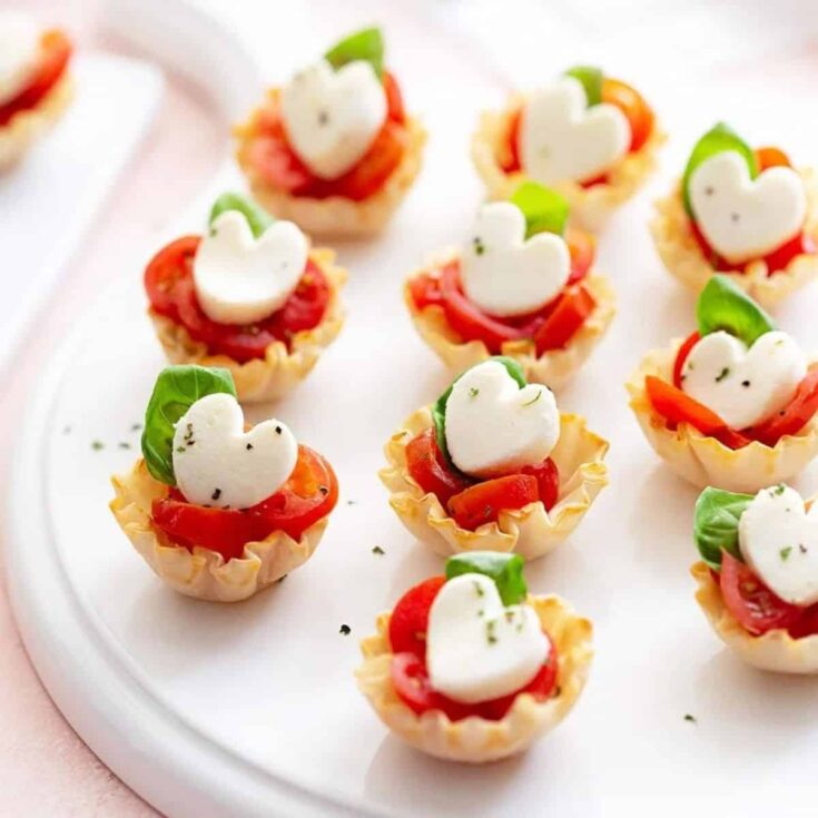 Caprese phyllo cups made after reading these Valentines appetizers