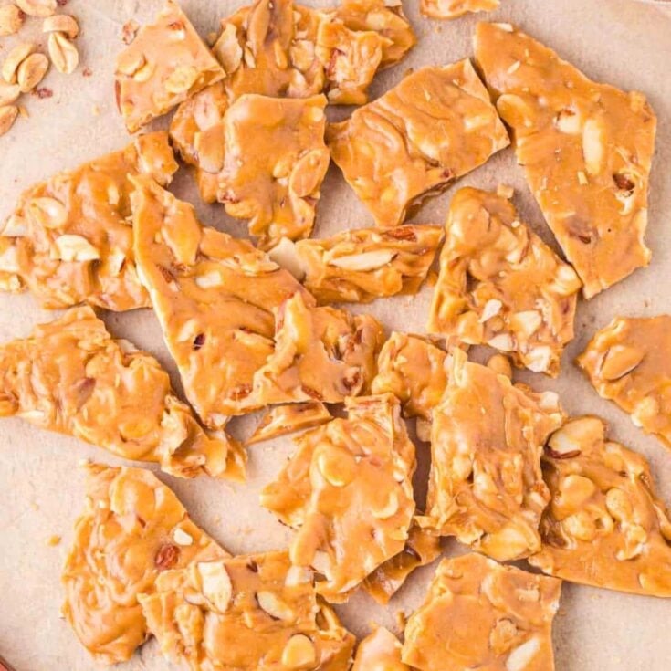 A set of caramel nut brittle made after reading these Christmas candy recipes