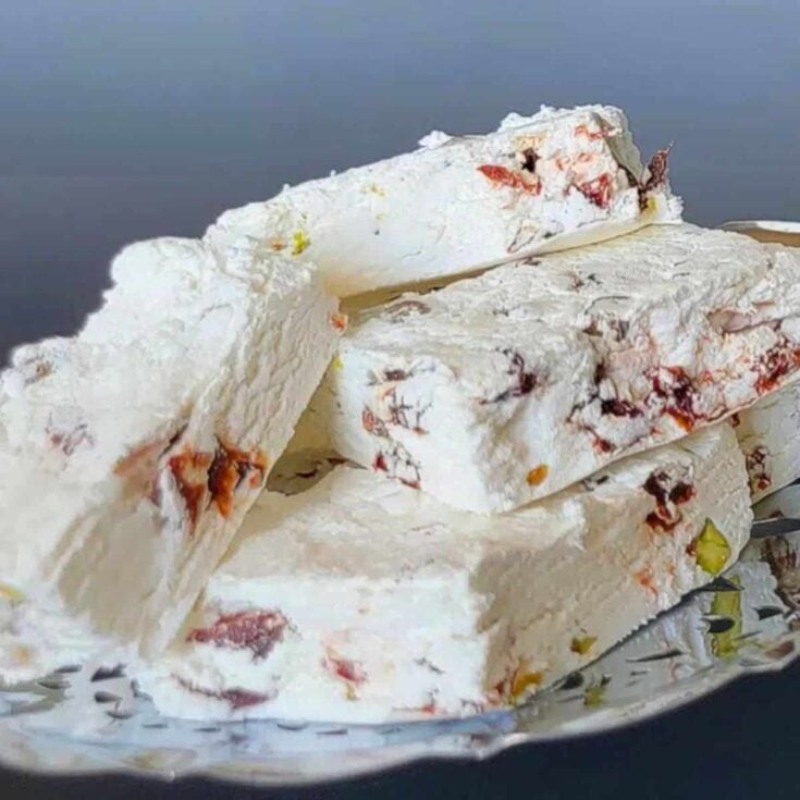 Cherry and pistachio divinity made after reading these Christmas candy recipes