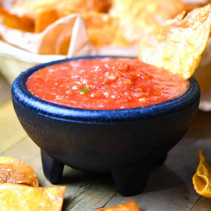 A bowl of Chili's salsa made after reading these Mexican appetizers for Cinco de Mayo
