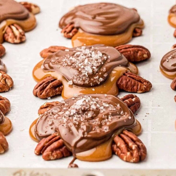 Chocolate pecan turtle clusters perfect as Christmas treats