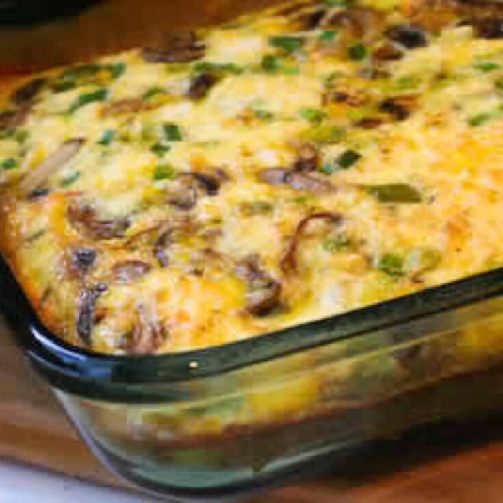A big serving of Christmas brunch casserole made after reading these Christmas breakfast ideas