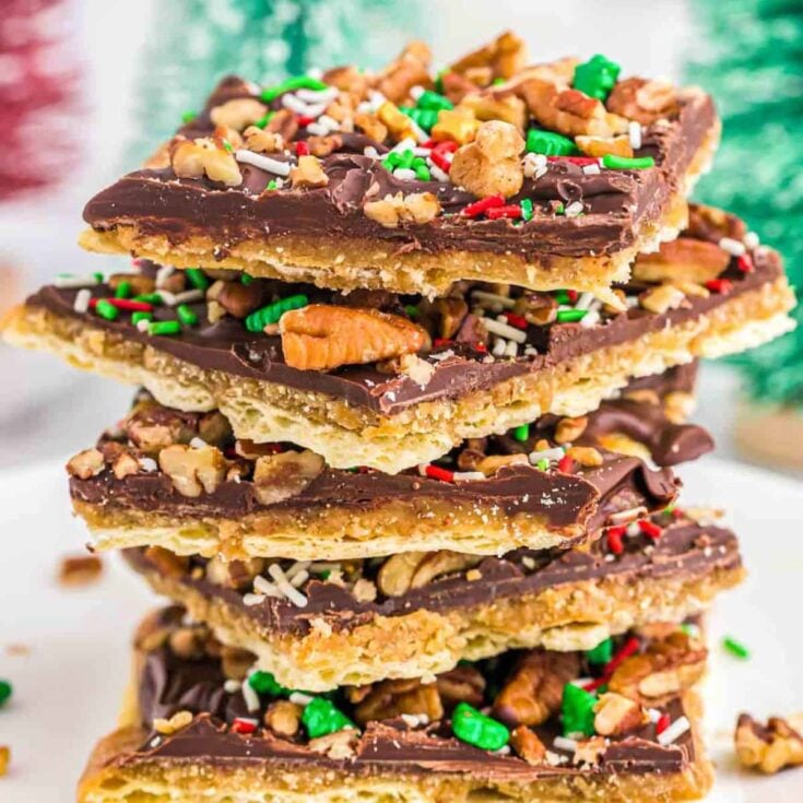 A stack of Christmas crack perfect as Christmas treats