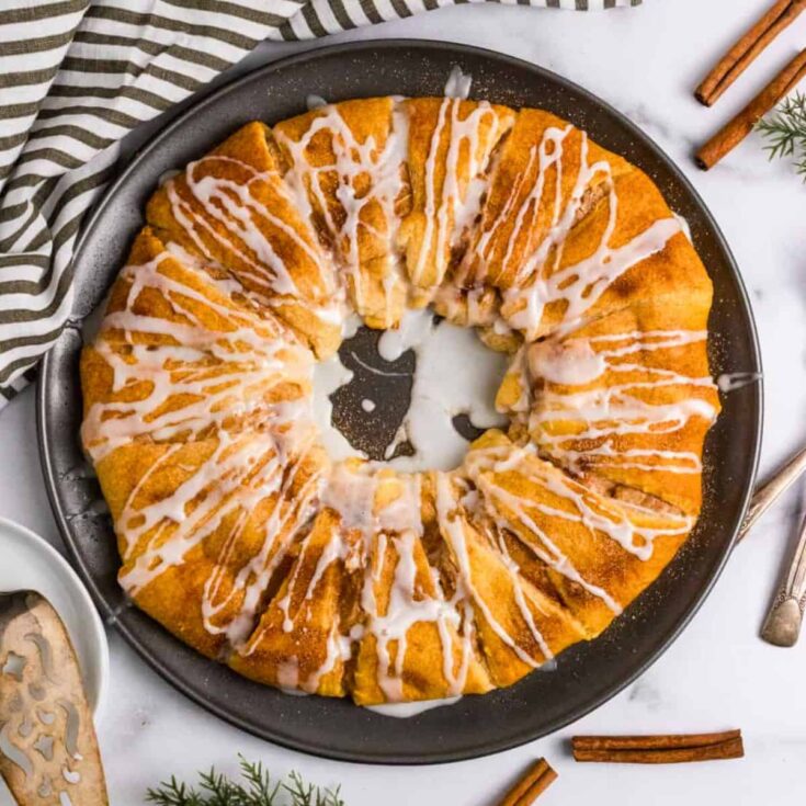 Cinnamon crescent roll cheesecake stuffed wreath made after reading these Christmas breakfast ideas