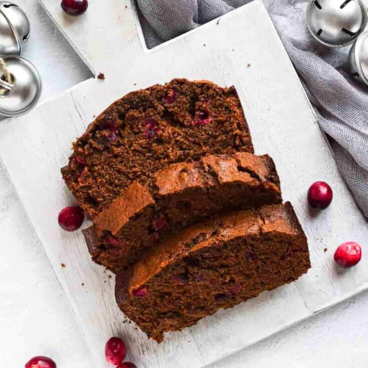Cranberry gingerbread loaf slices, made after reading these Christmas breakfast ideas