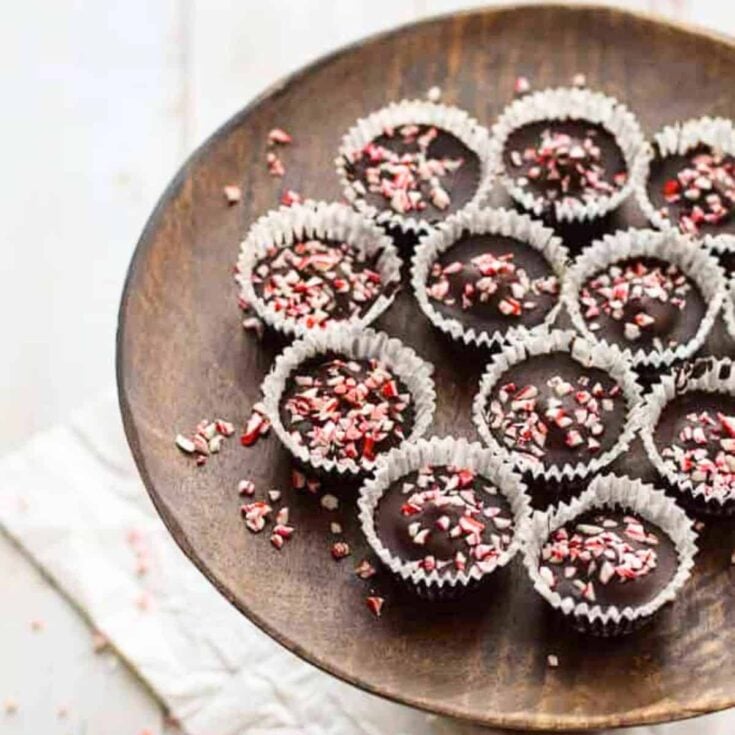 A set of Creamy chocolate peppermint cups perfect as Christmas treats