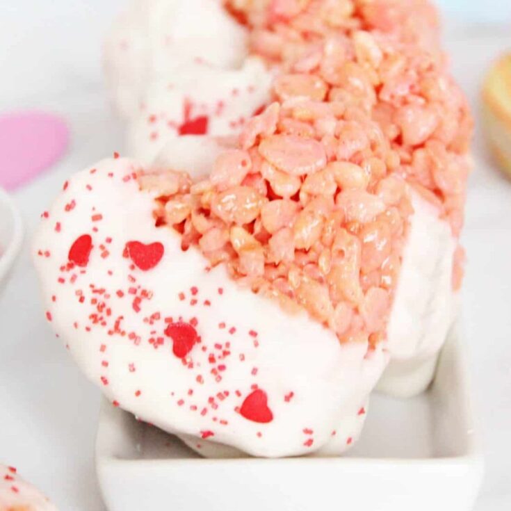 Easy Valentines Rice Krispie treats made after reading these Valentines Day Desserts