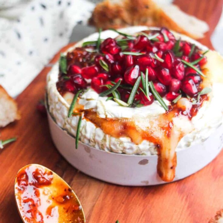 Honey harissa baked camembert made after reading these Valentines appetizers