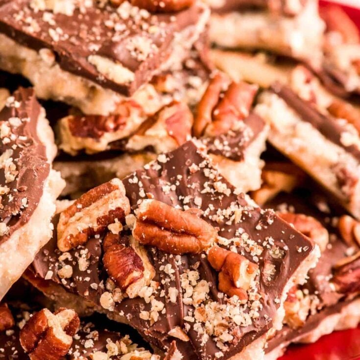 English butter toffee with almonds and pecans made after reading these Christmas candy recipes