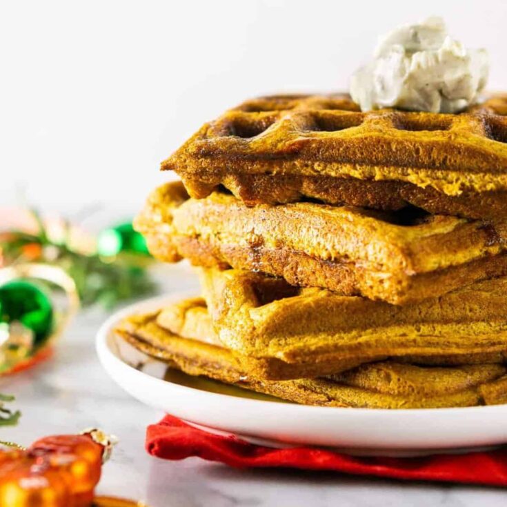 Gingerbread waffles with cardamom-vanilla butter made after reading these Christmas breakfast ideas