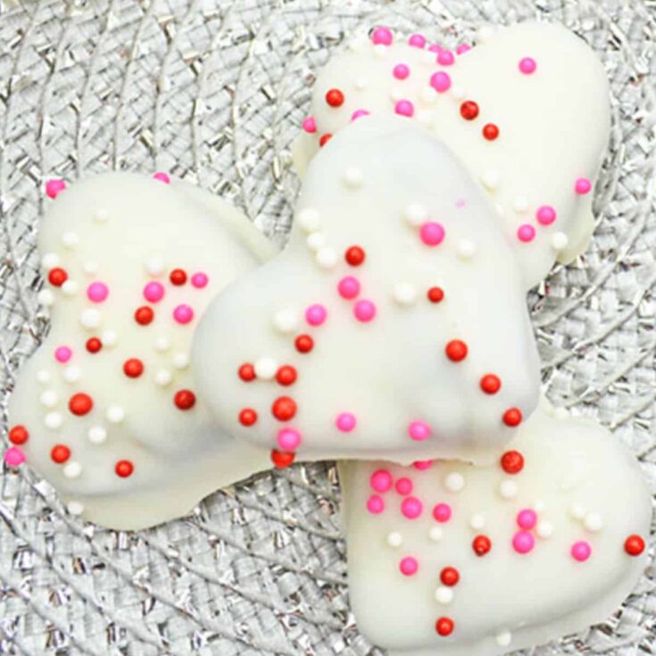 Heart truffles with sprinkles made after reading these Valentines Day Desserts