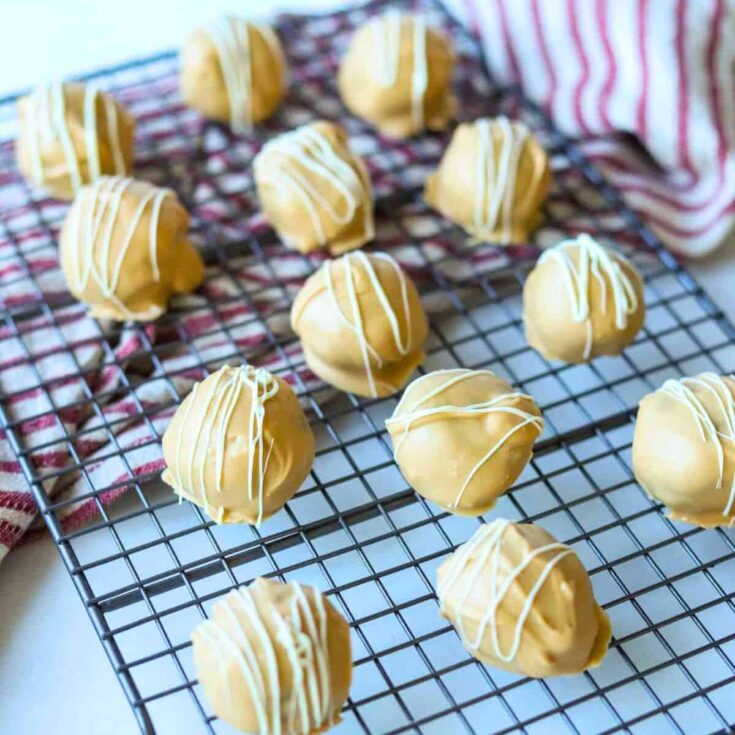 A tray of Lotus Biscoff truffles made after reading these Christmas truffle ideas