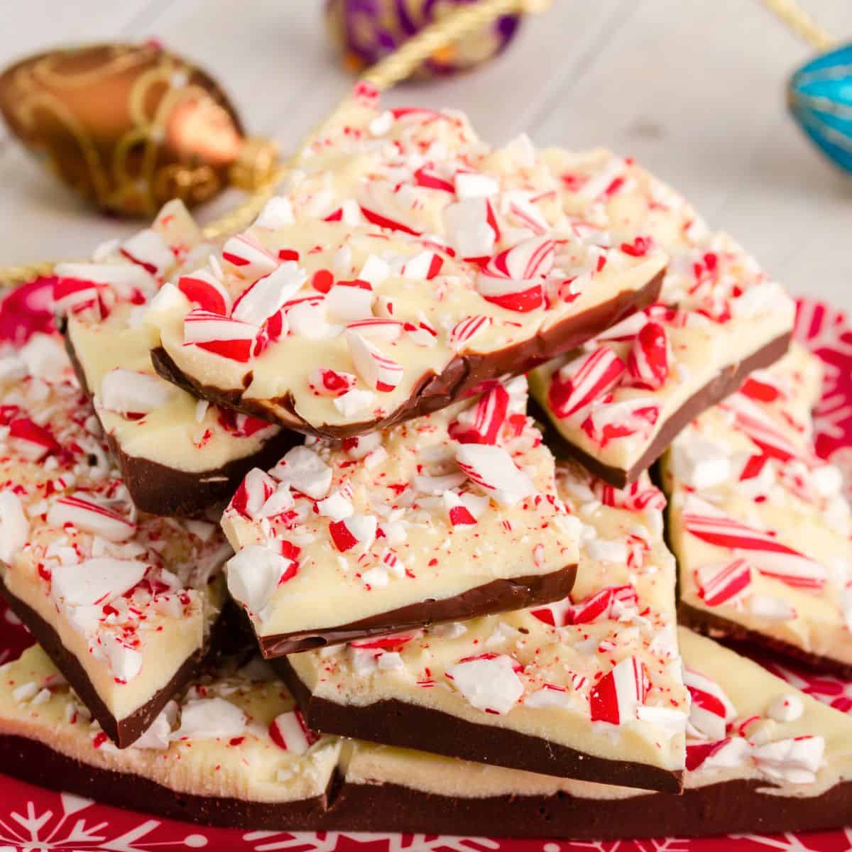 Peppermint Christmas barks made after reading these Christmas candy recipes