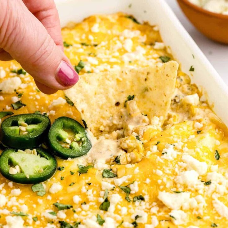 Mexican street corn dip made after reading these Mexican appetizers for Cinco de Mayo