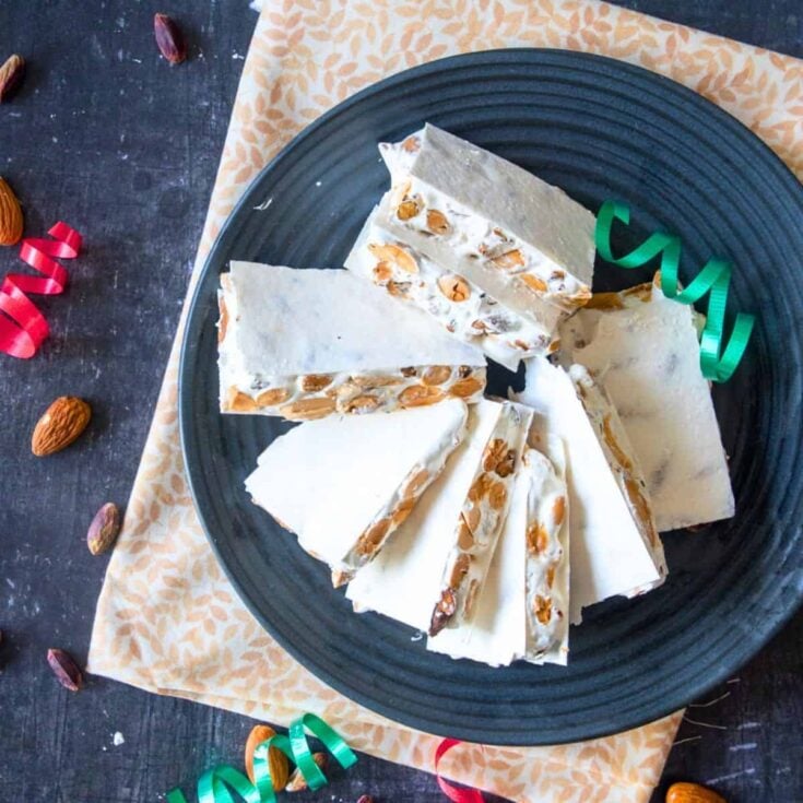 A plate of nougat made after reading these Christmas candy recipes