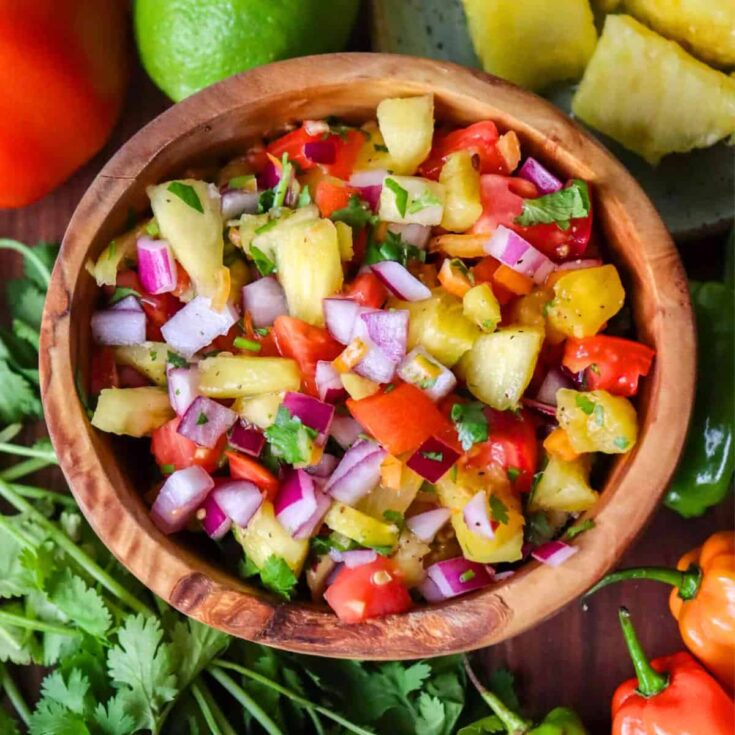 Pineapple habanero salsa made after reading these Mexican appetizers for Cinco de Mayo