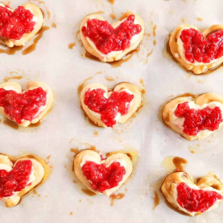 Raspberry cream cheese Danish pastries made after reading these Valentines Day Desserts