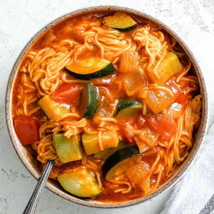 A bowl of Sopa de fideo or Mexican noodle soup made after reading these Cinco de Mayo dinner recipes