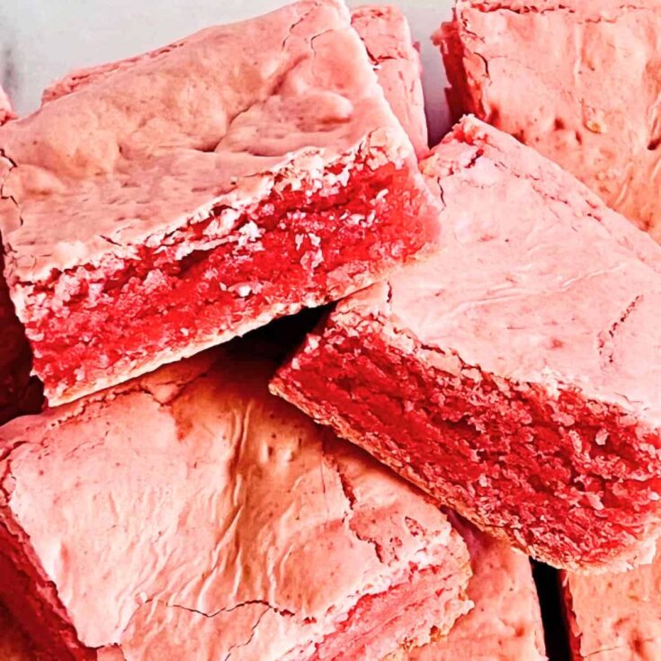 Strawberry brownies made after reading these Valentines Day Desserts