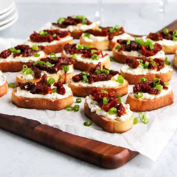 Sun-dried tomato crostini made after reading these Valentines appetizers