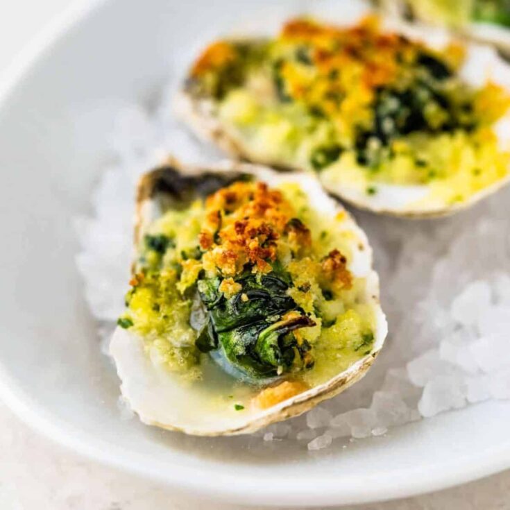 Traditional Oysters Rockefeller made after reading these Valentines appetizers