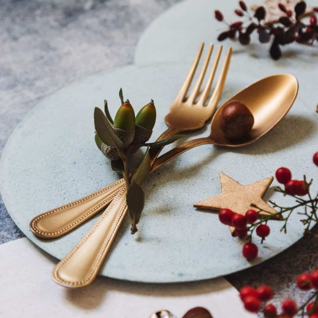 A decorated plate to for a meal made after reading these Christmas date ideas