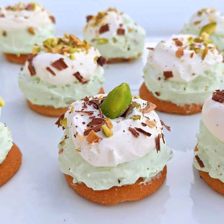 A set of creamy pistachio dessert mini bites made after reading these St. Patricks Day desserts