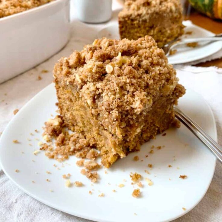 Fall harvest coffee cake with apples and pumpkins made after reading these Fresh pumpkin recipes