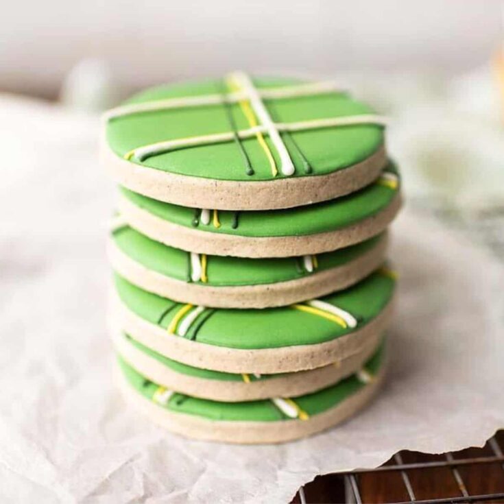 A stack of gluten free sugar cookies made after reading these St Patricks Day cookies