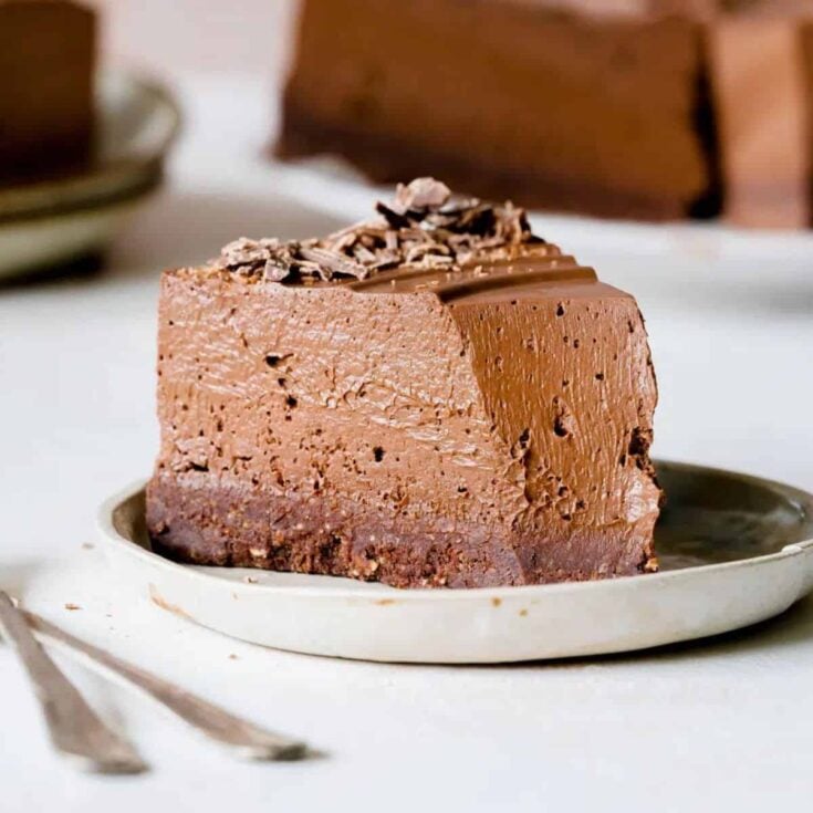 A slice of Guinness cheesecake made after reading these St. Patricks Day desserts