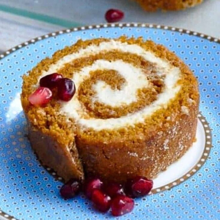 A plate of healthy pumpkin roll made after reading these&nbsp;Fresh pumpkin recipes