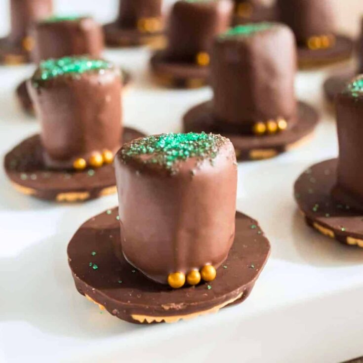 A set of Leprechaun hat cookies made after reading these St Patricks Day cookies