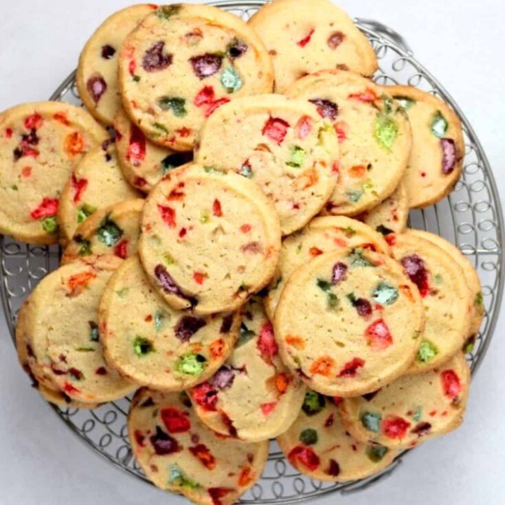A bowl of lucky charms sandwich cookies made after reading these St Patricks Day cookies