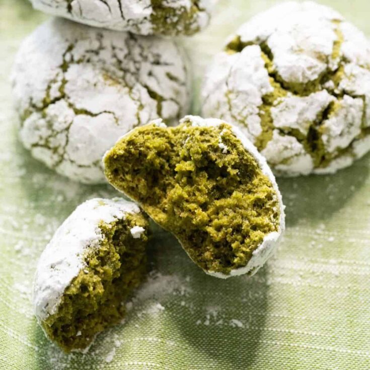 Matcha crinkle cookies made after reading these St Patricks Day cookies
