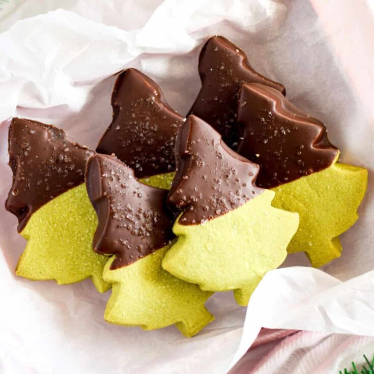 A set of matcha shortbread cookies made after reading these St Patricks Day cookies