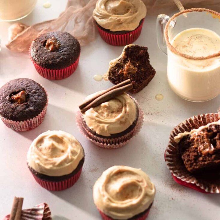 Mexican chocolate cupcakes with dulce de leche frosting made after reading these Cinco de mayo desserts
