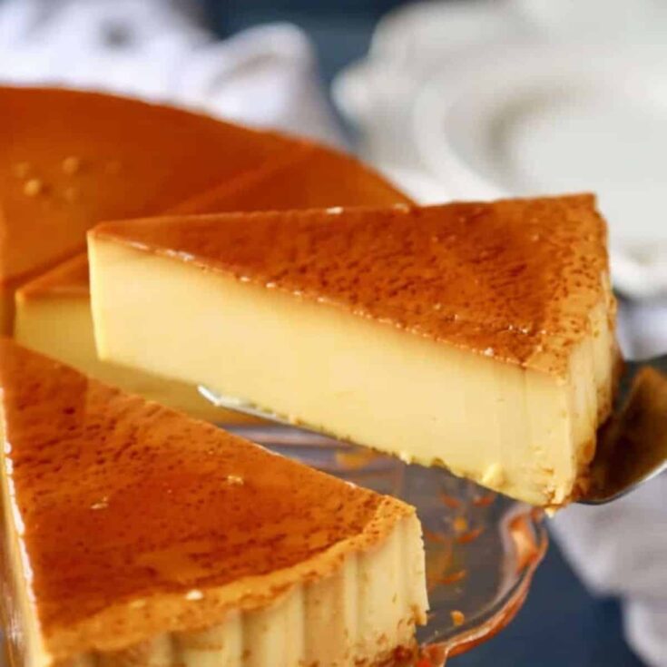 A slice of Mexican flan made after reading these Cinco de mayo desserts