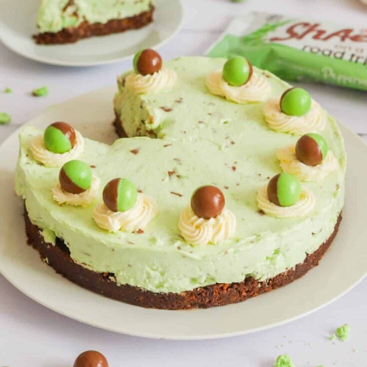 Mint Aero cheesecake made after reading these St. Patricks Day desserts