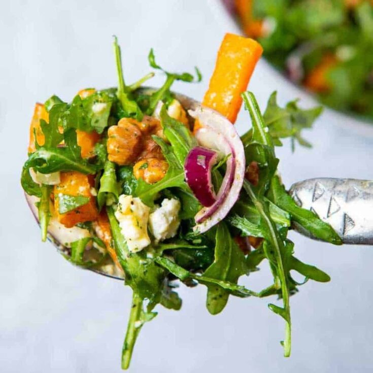 Pumpkin and feta salad&nbsp;made after reading these Fresh pumpkin recipes