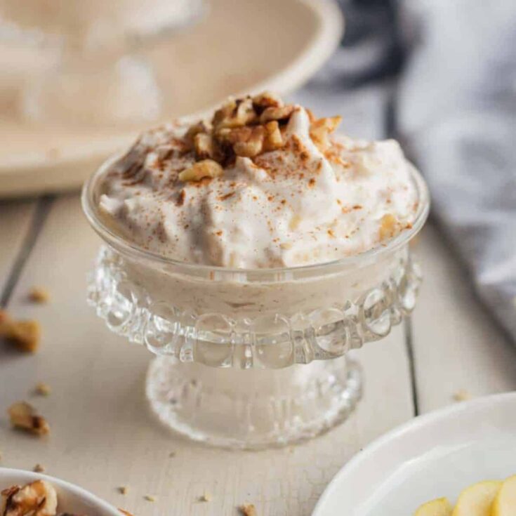 A cup of apple mousse made after reading these Mini dessert cups