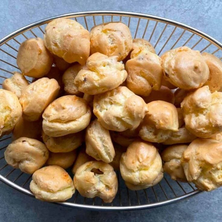 Bacon and cheese puffs Gour&egrave;res made after reading these New Years Eve appetizers