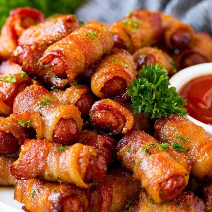 Bacon wrapped smokies made after reading these One bite appetizers