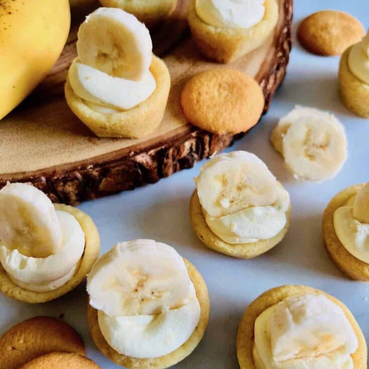 Banana cream pie cookie cups made after reading these Mini dessert cups