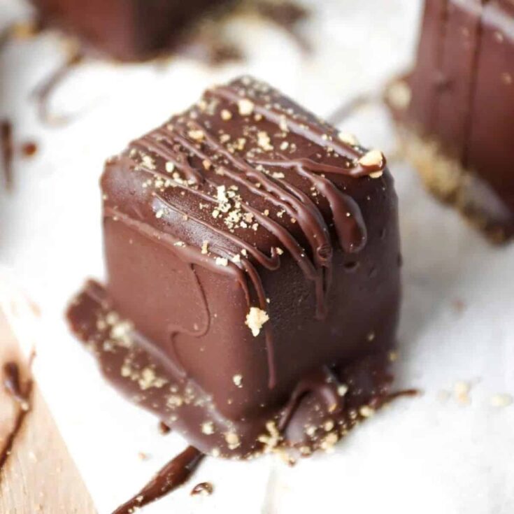 Chocolate covered cheesecake bites made after reading these Bite sized desserts